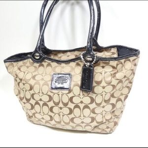 COACH Khaki Signature Textile Handbag Purse
